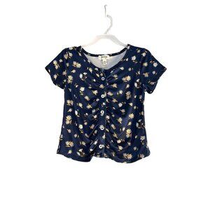 Speechless Kids Girls Crop Top Blue Floral Size M